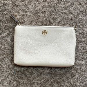 Tory Burch Cream Leather Wristlet